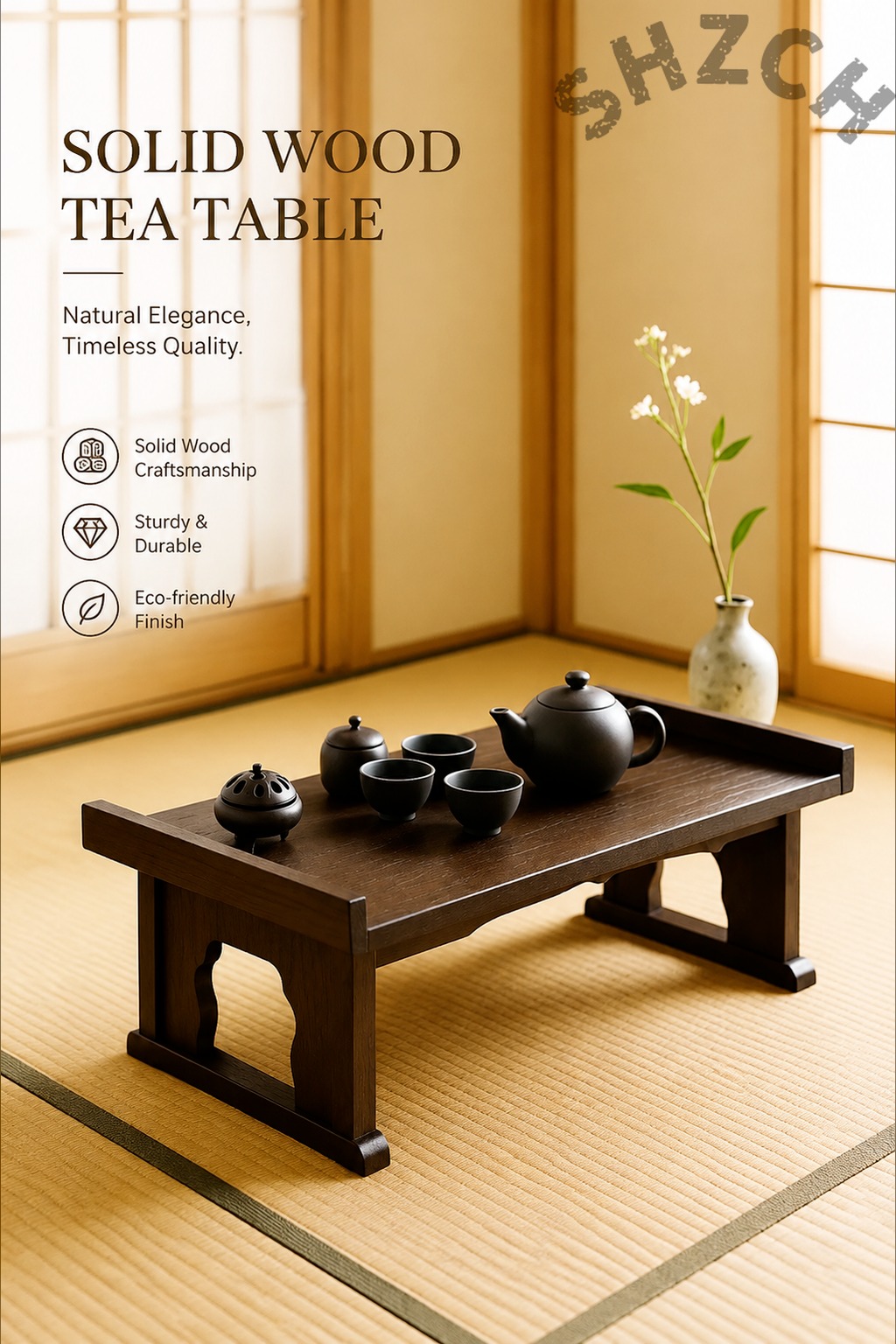 Tea Coffee Set Up - Foldable Low Wooden Tea Table –