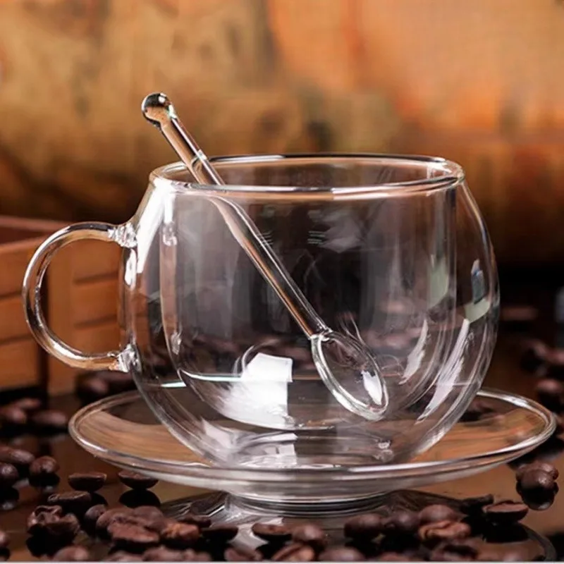Coffee Tea Vodka - 150/300ml Double Bottom Wall Glass Coffee