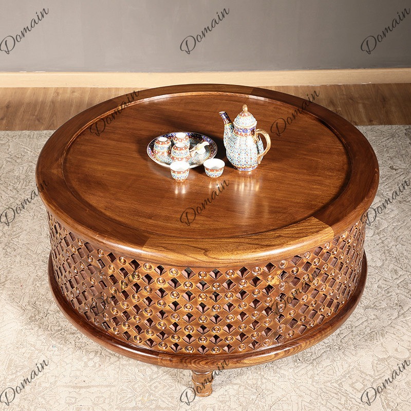 Teal Solid Wood Round Coffee T - огляд і ціна Coffee Tea Thai