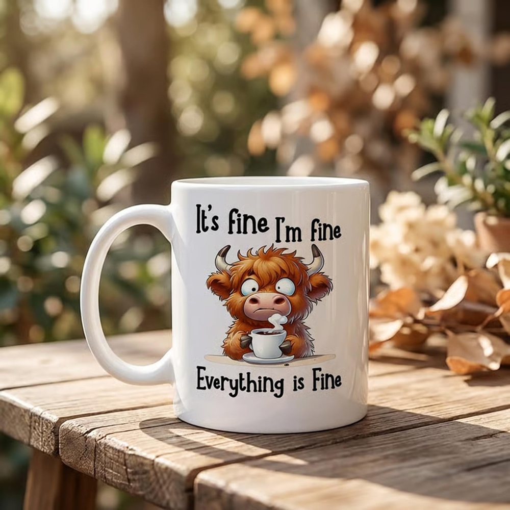 Anxious Scottish Highland Cow  - огляд і ціна Coffee And Tea Quotes Funny